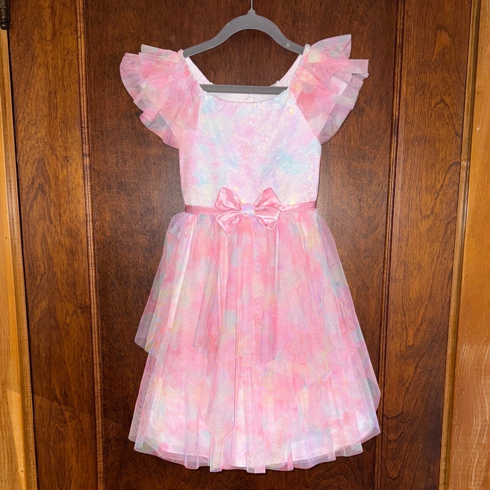 Jona Michelle Pink and White Formal Kids Dress